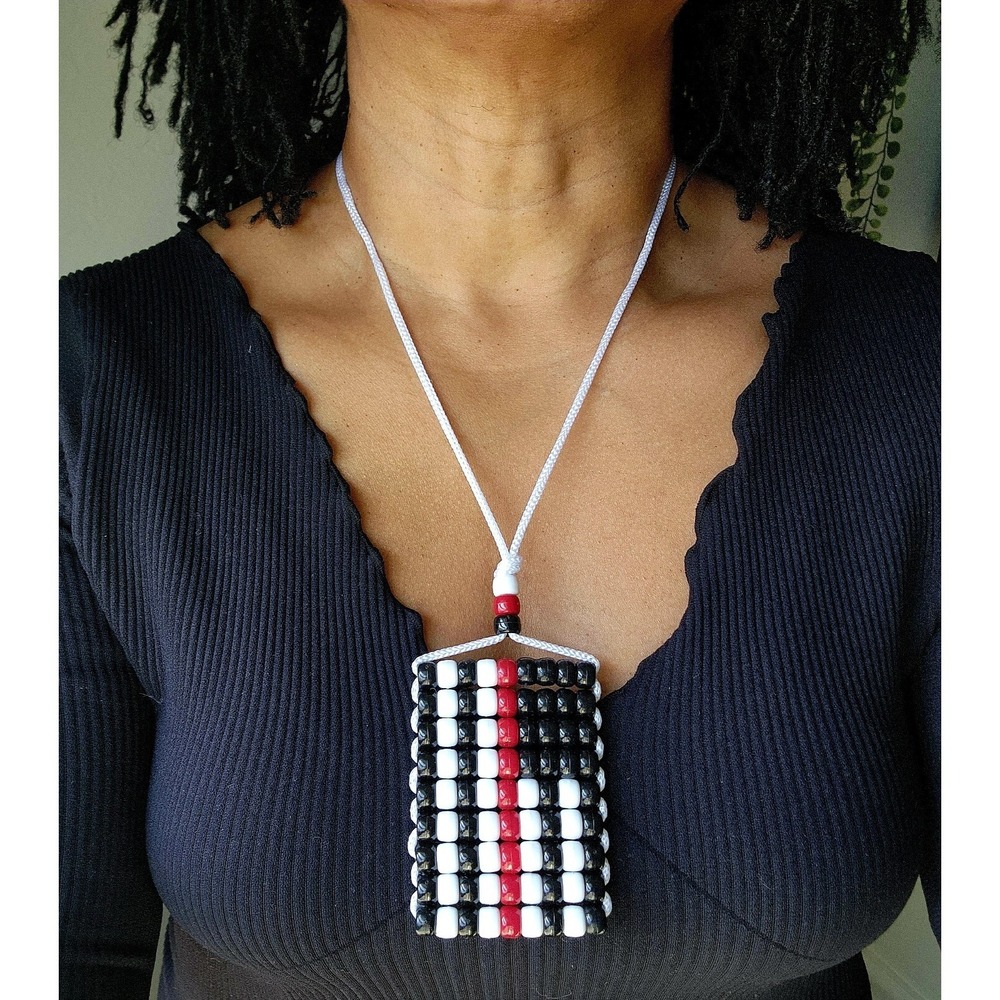 Thin Red Line Flag‎ Car Mirror Danglers . Mini Beaded First Responders Flag